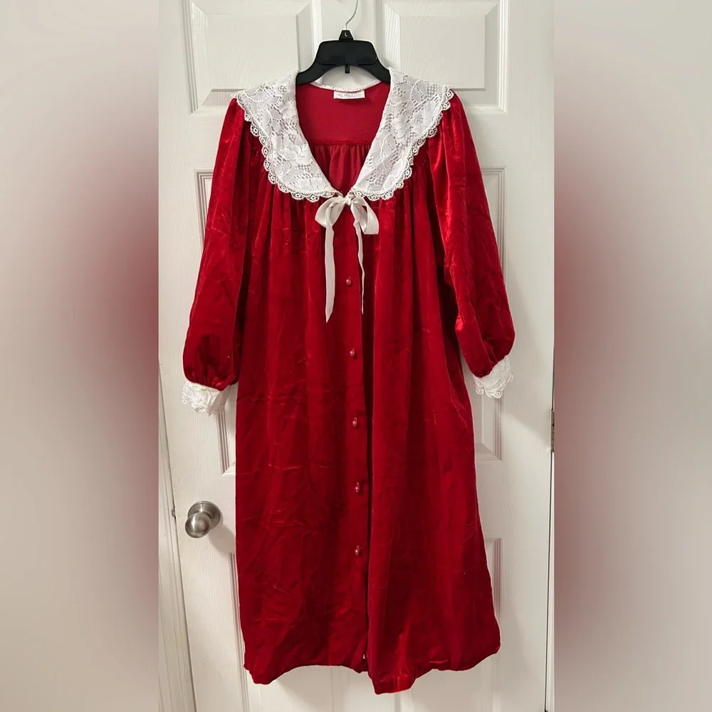 Vintage Komar SZ L Velvet Lace Bow Red - Picture 1 of 12